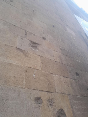 Shrapnel marks on Whewell's Court